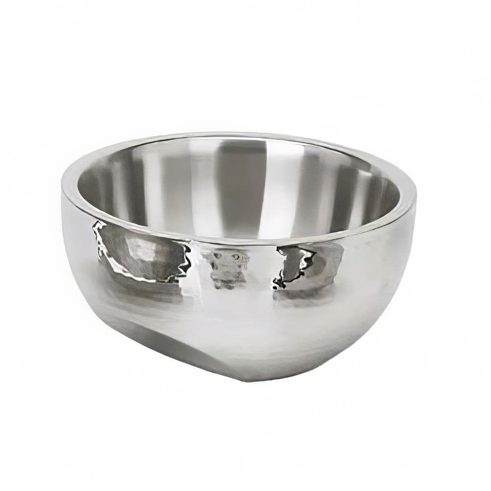 Eastern Tabletop 7210 115 oz Round Dual Angle Bowl - Hammered Stainless Steel