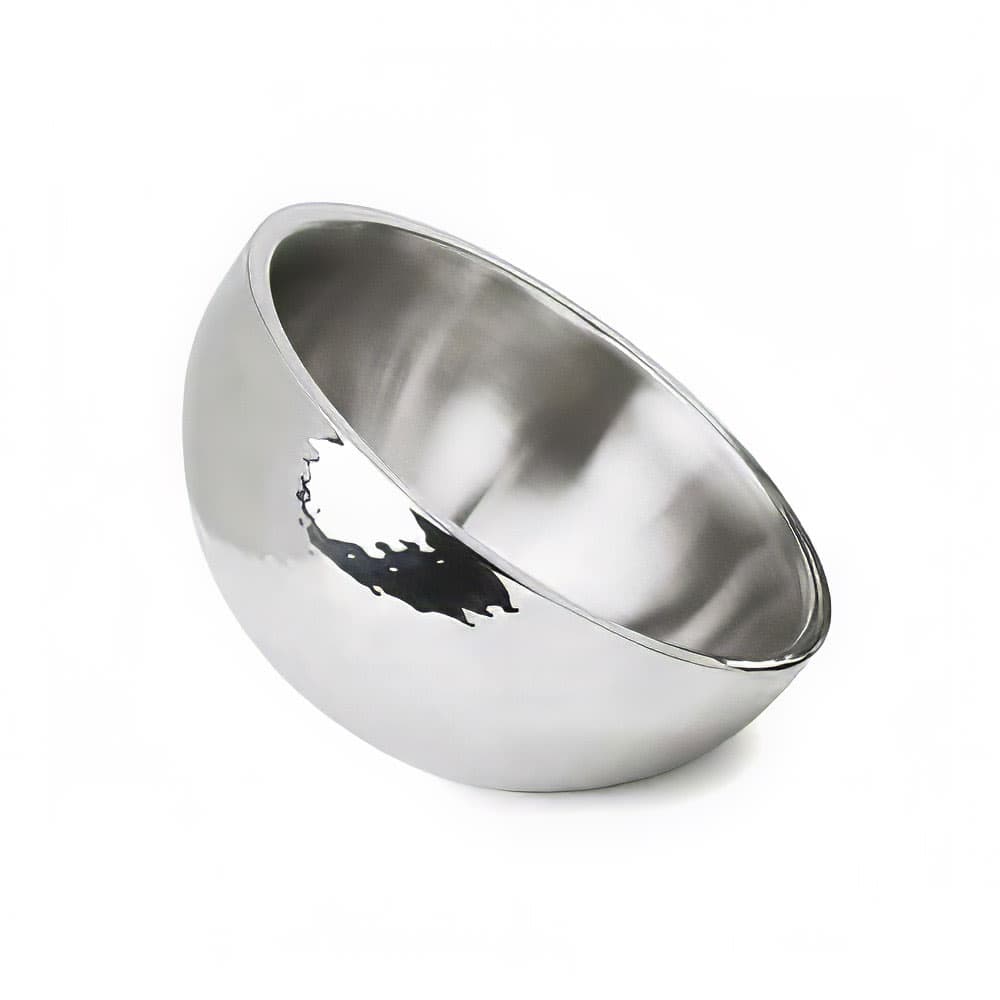 Eastern Tabletop 7212 160 oz Round Dual Angle Bowl - Hammered Stainless Steel