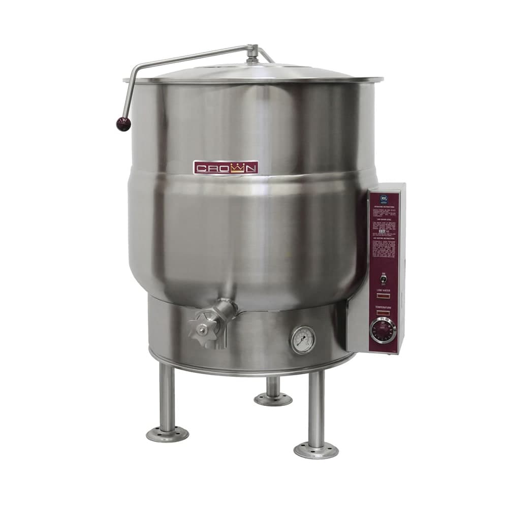 Crown Steam EL-20 20 gal. Steam Kettle - Stationary, 2/3 Jacket, 208v/3ph
