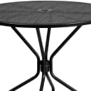 MoTak M131 35 1/4" Round Patio Table w/ (4) Round Back Arm Chairs - Steel, Black w/ Rainflower Design thumbnail 5