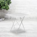 MoTak M180 28" Square Folding Patio Table - White Powder Coated Steel w/ Rain Flower Design thumbnail 2
