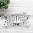 MoTak M188 31 1/2" Round Patio Table w/ (4) Arm Chairs - Smooth Stainless Steel Top, Aluminum Column & Base thumbnail 7