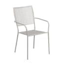 MoTak M215 35 1/4" Square Patio Table w/ (4) Square Back Arm Chairs - Steel, Light Gray w/ Rainflower Design thumbnail 2