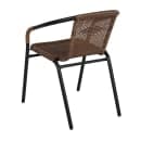 MoTak M226 28" Square Patio Table w/ (4) Brown Rattan Arm Chairs - Glass Top, Black Powder Coated Metal Base thumbnail 5