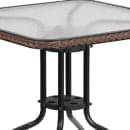 MoTak M226 28" Square Patio Table w/ (4) Brown Rattan Arm Chairs - Glass Top, Black Powder Coated Metal Base thumbnail 7
