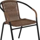 MoTak M226 28" Square Patio Table w/ (4) Brown Rattan Arm Chairs - Glass Top, Black Powder Coated Metal Base thumbnail 8