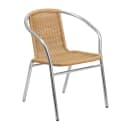 MoTak M245 31 1/2" Square Patio Table w/ (4) Rattan Arm Chairs - Smooth Stainless Steel Top, Aluminum Base thumbnail 3