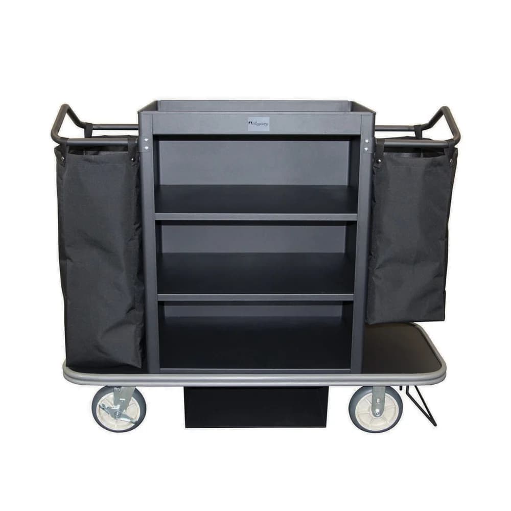 Registry Deluxe 3 Shelf Housekeeping Cart , Steel, Black