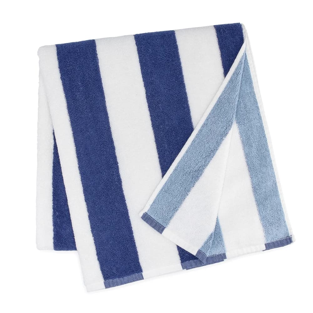 Registry Pool Towel, 30" W x 70" L, 15 Lbs./Dz, Reversible Blue Stripe thumbnail 2