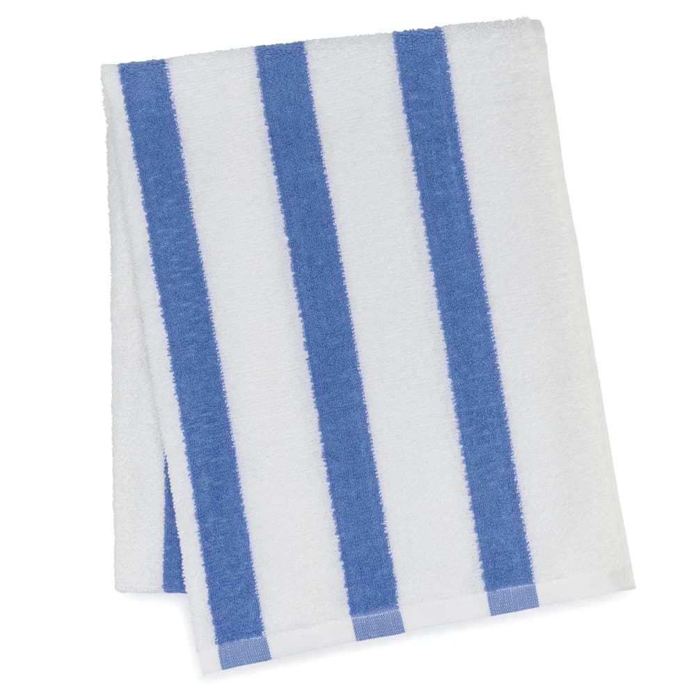 Registry Cabana Stripe Pool Towel, 30" x 60", White/Blue, 9 Lbs/Dz