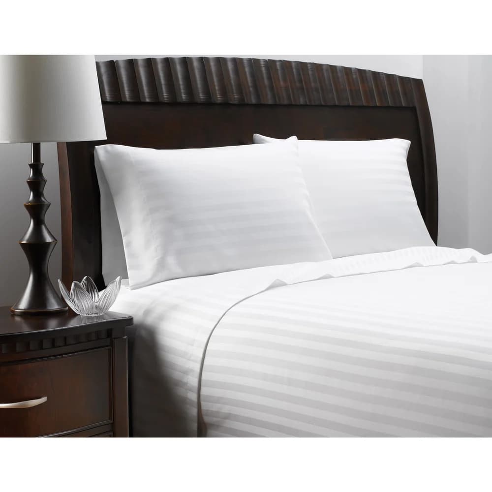 Martex Limited T250 Flat Sheet, Queen, 90"x115" 2 cm Tone-On-Tone Stripe White thumbnail 2