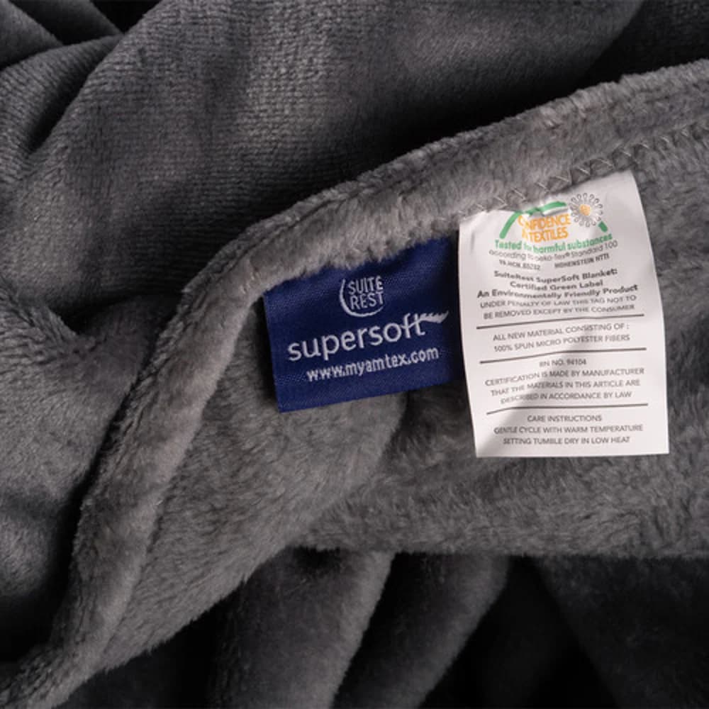 Suite Rest Supersoft Blanket, Twin/Full, 72" X 90", Charcoal thumbnail 5