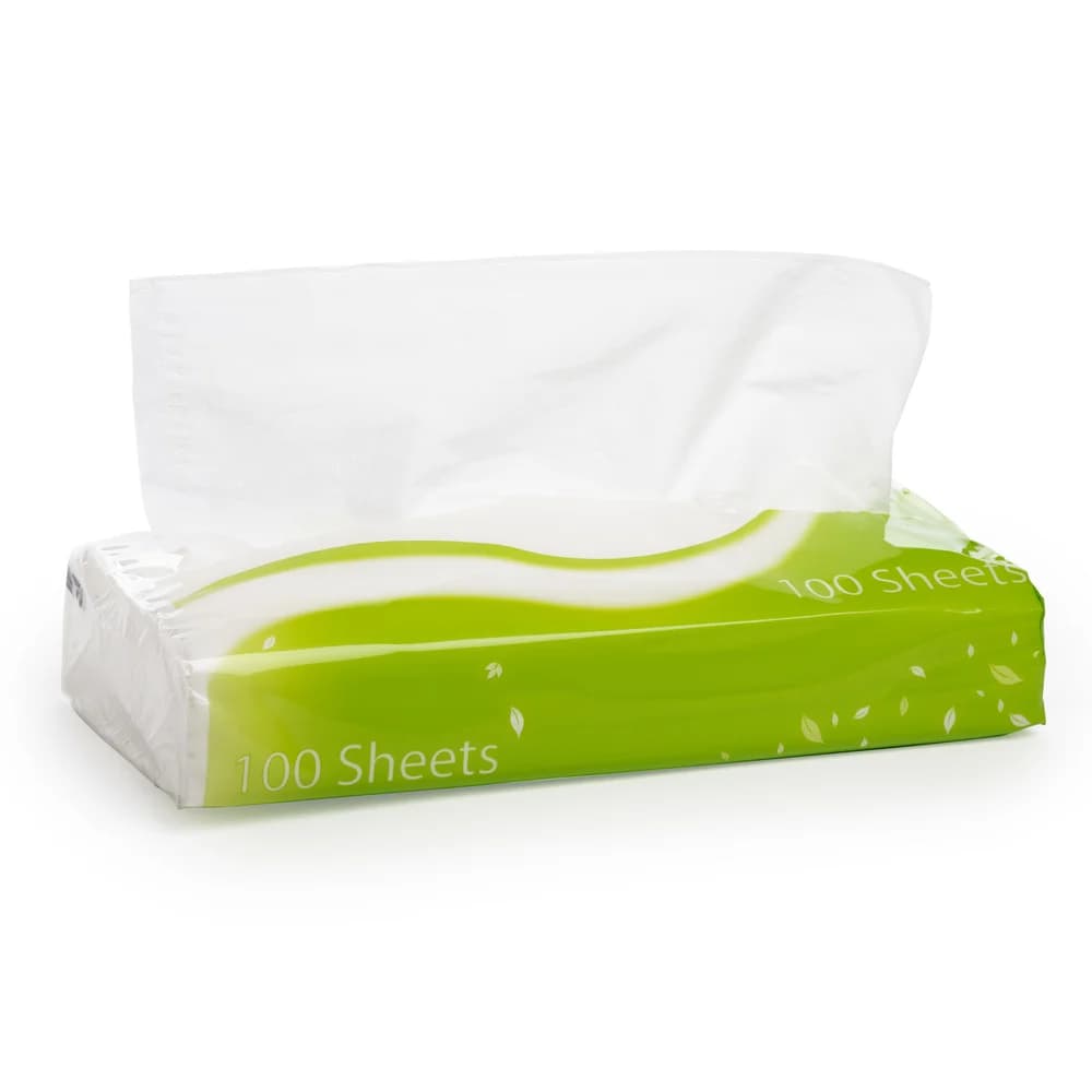 Welcome Facial Tissue, 2-Ply, Flat Poly Bag, 7.8" x 7.8", 100 Sheet, 30 Packs/Case thumbnail 2