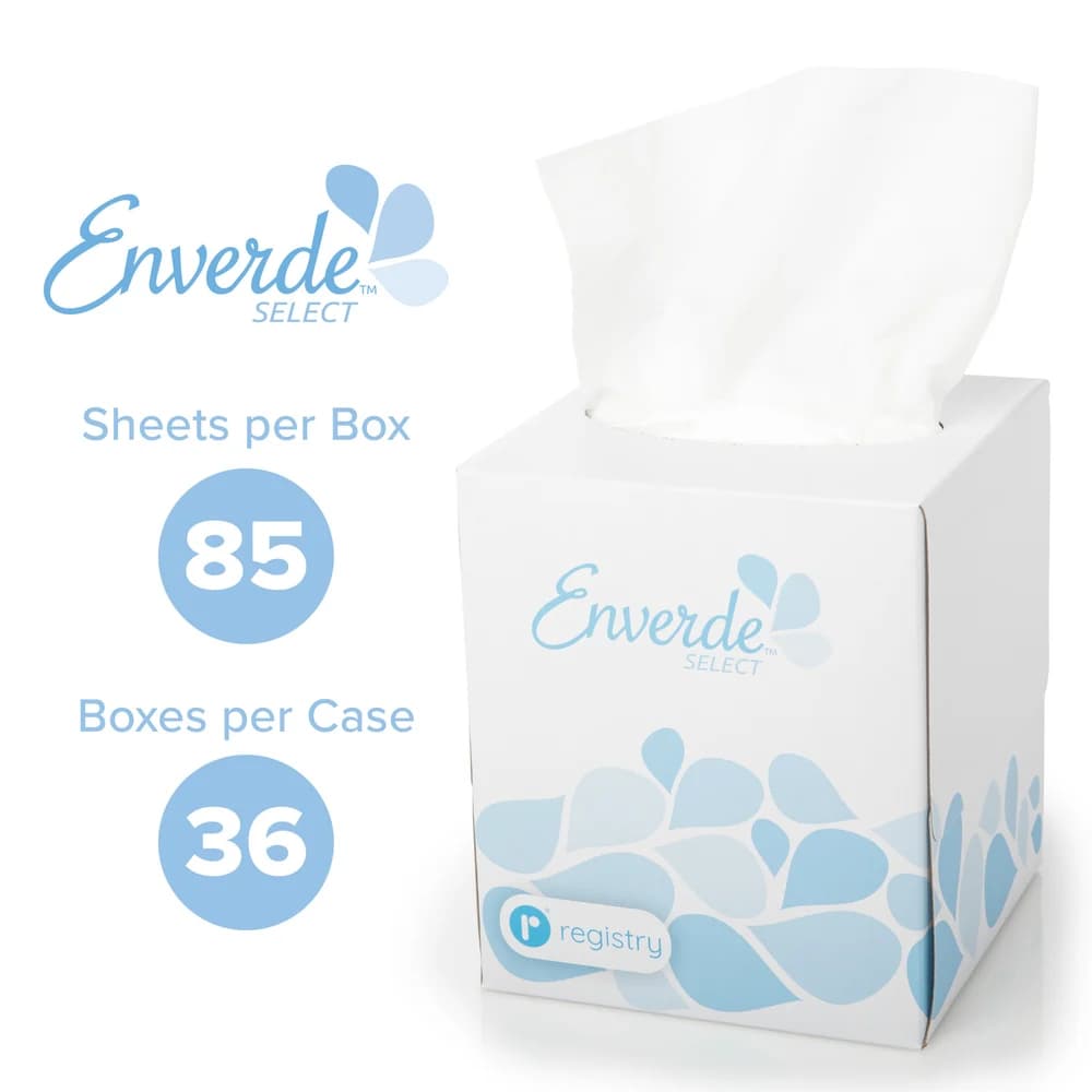 Enverde Select 2-Ply 100% Virgin Fiber Facial Tissue, Cube Box, 36/Case thumbnail 3