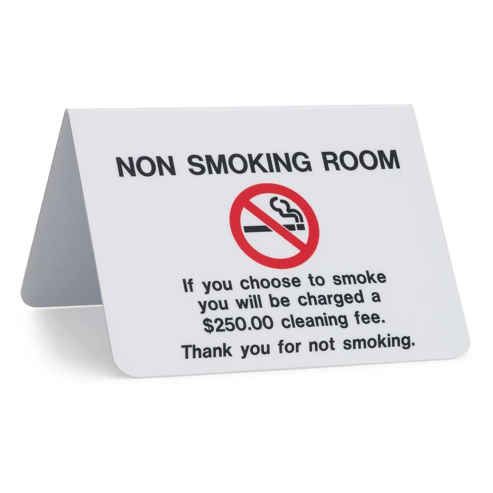 Registry, Non-Smoking Tent Sign, Bilingual, 4 Inch W X 3 Inch H, White