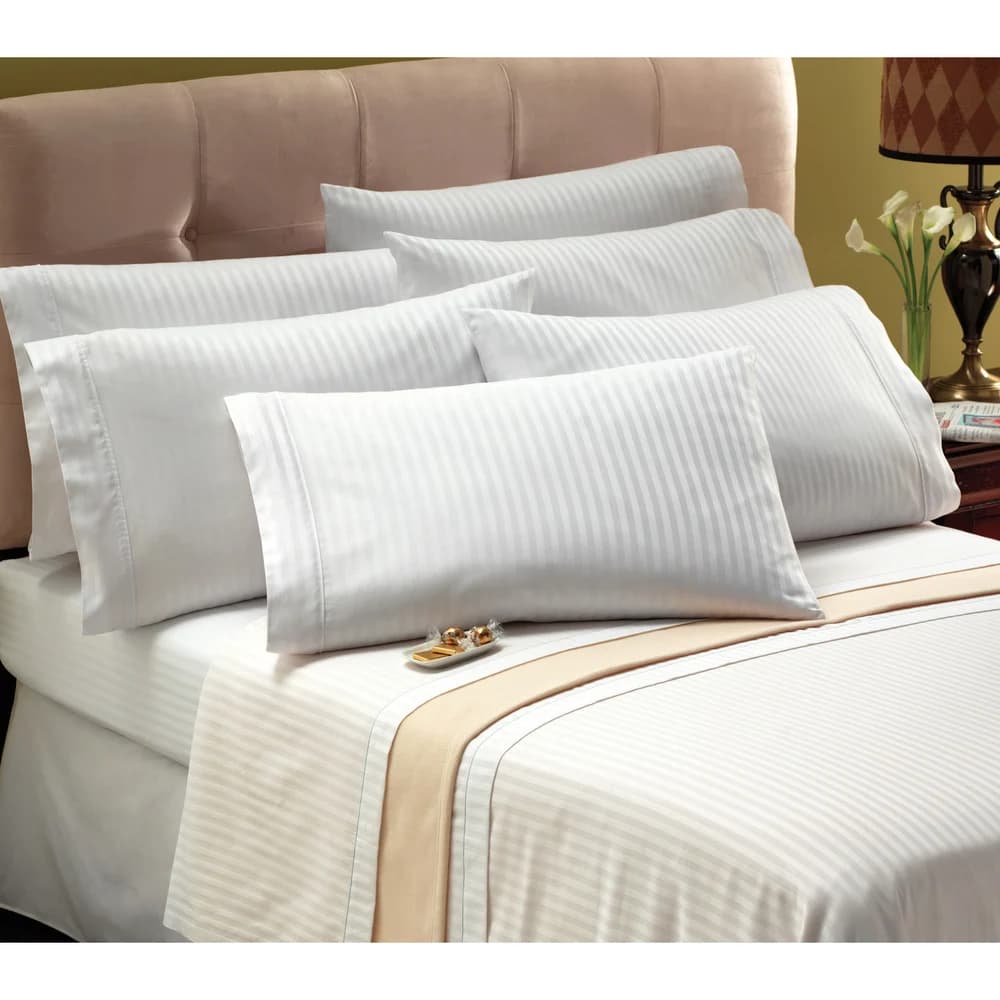 Registry T250 Thread Count Tone-on-Tone 60% Cotton/40% Polyester Pillowcase, King 46"x42" White