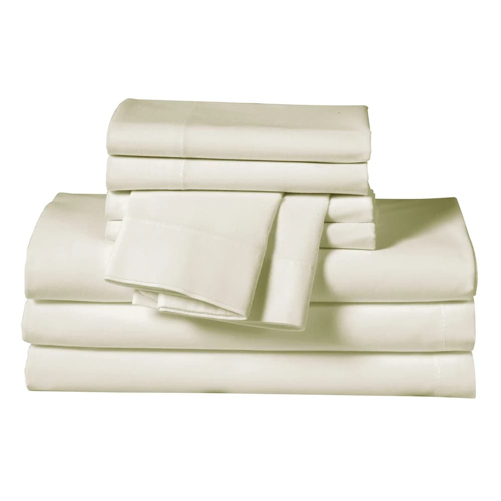 Registry T200 Mercerized Plain Weave Fitted Sheet Twin 39" x75" x 12", Fits mattresses 12" to up to 14". Color Bone.