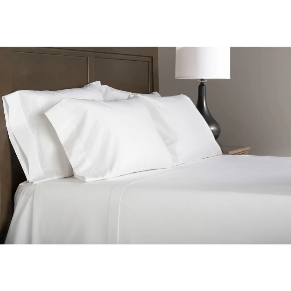 Registry T200 Mercerized Plain Weave Fitted Sheet, 60% Cotton/40% Polyester, Full XL,  54" x 80" x 12", first mattresses 12" up to 14" thick. Color White thumbnail 2