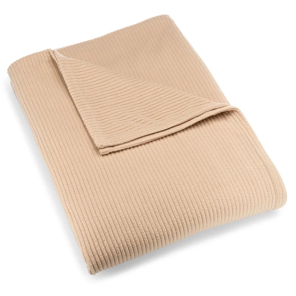 Registry Ribbed Polar Fleece Blanket, King, 108" x 90", Tan