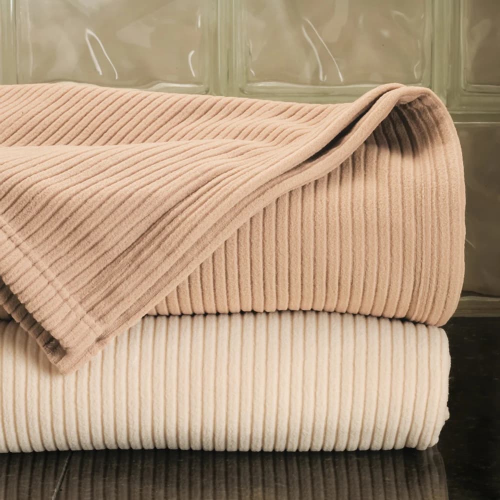 Registry Ribbed Polar Fleece Blanket, Queen, 90" x 90", Tan thumbnail 4