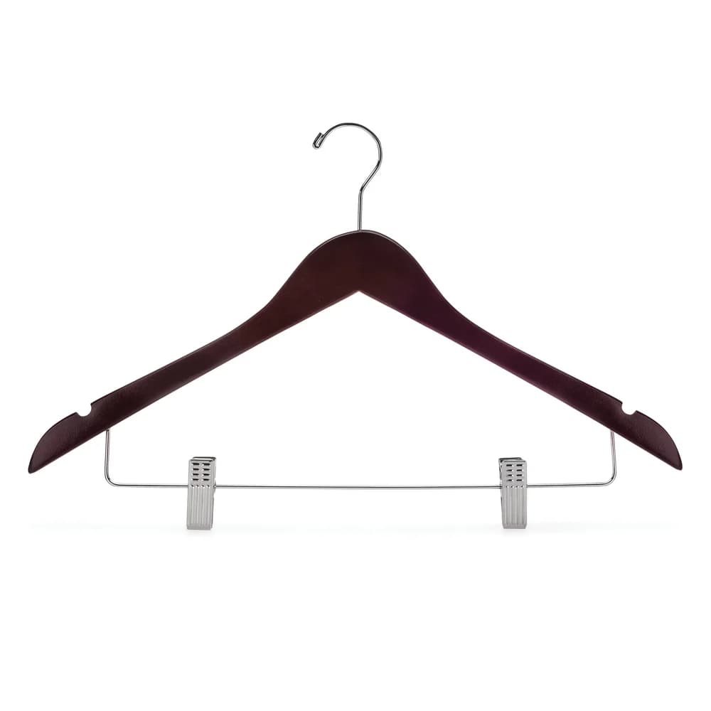 Registry Women’s Hardwood Hanger, Open Hook, 17.5" W x 0.5" D, Mahogany, 100/Case