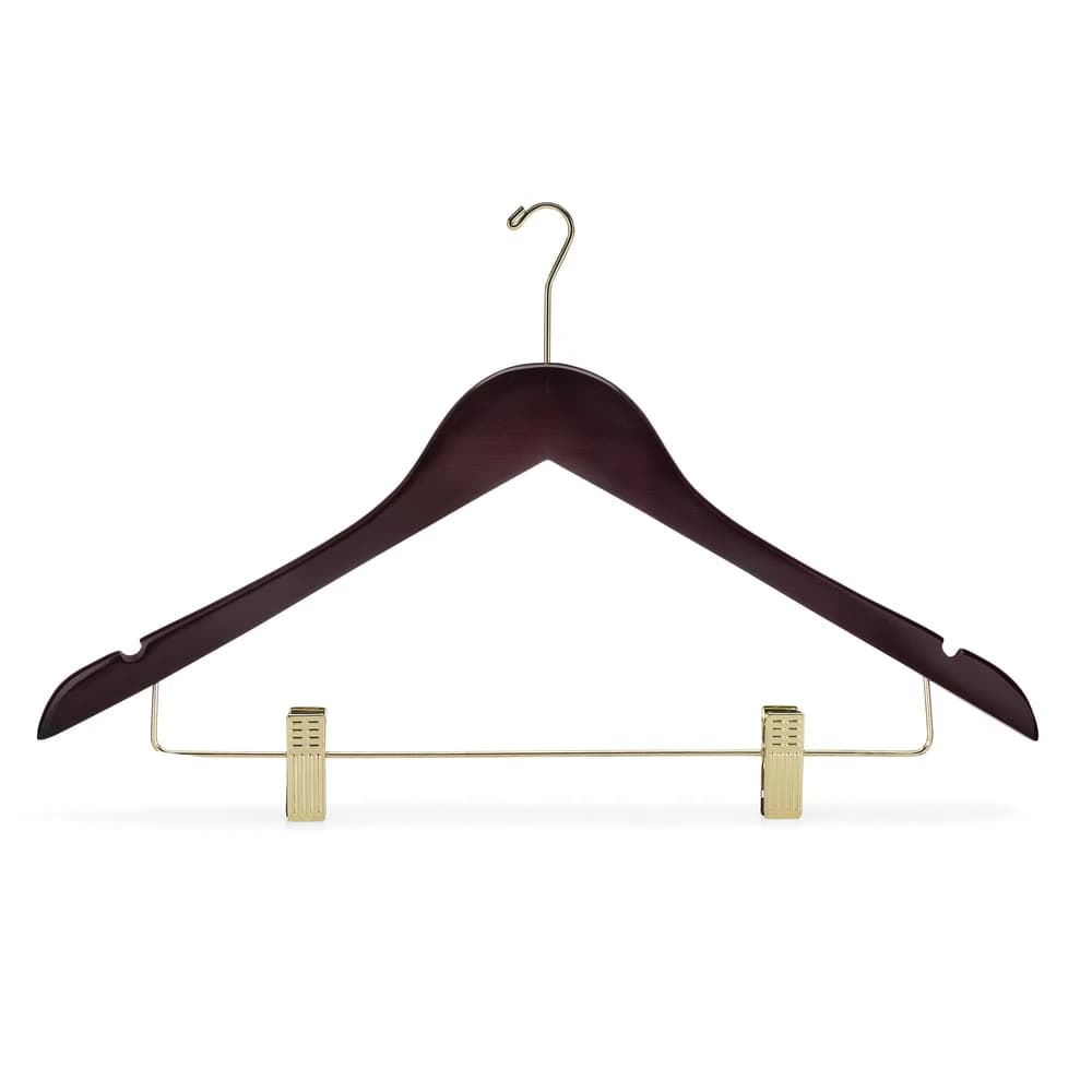 Registry Women's Wood Hanger, Small Hook, 17.5" W x 0.5" D, Mahogany