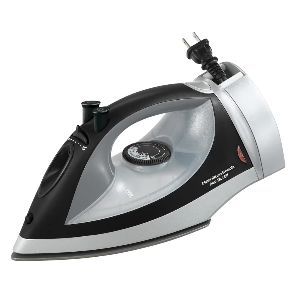 Hamilton Beach Iron, Retractable Cord, 1200W, Black/Gray