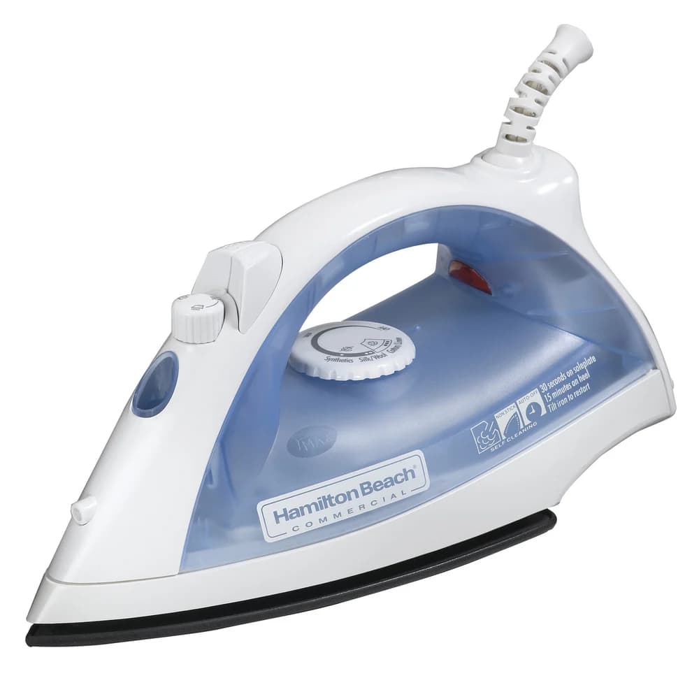 Hamilton Beach Steam Iron, Blue/White, Non-Stick, Auto Shut Off 1200W