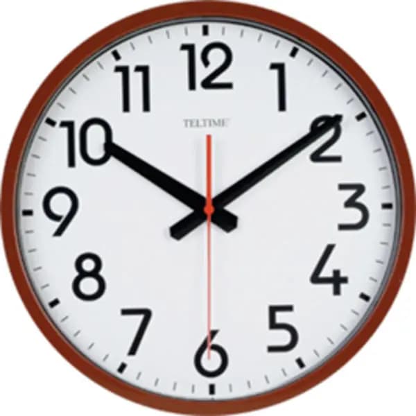 12″ Commercial Wall Clock, Brown