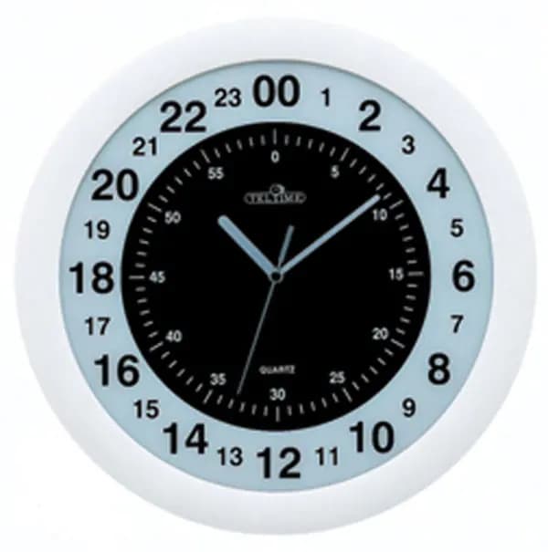 14″ Commercial Wall Clock, 24 Hour, White