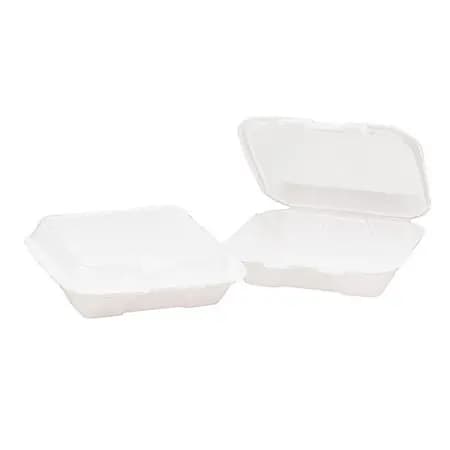 9x9x3 1comp White Foam Hinged Container (2/100)