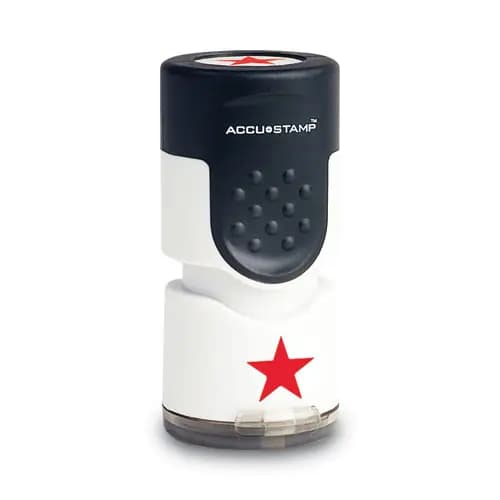 ACCUSTAMP® Pre-Inked Round Stamp with Microban, Star, 0.63" dia, Red
