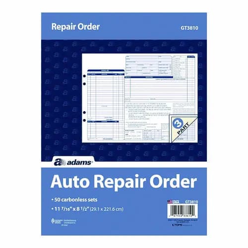 Adams® Multipart Auto Repair Work Order Forms