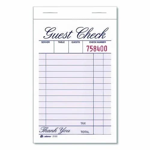 Adams® One-Part Guest Check Pad