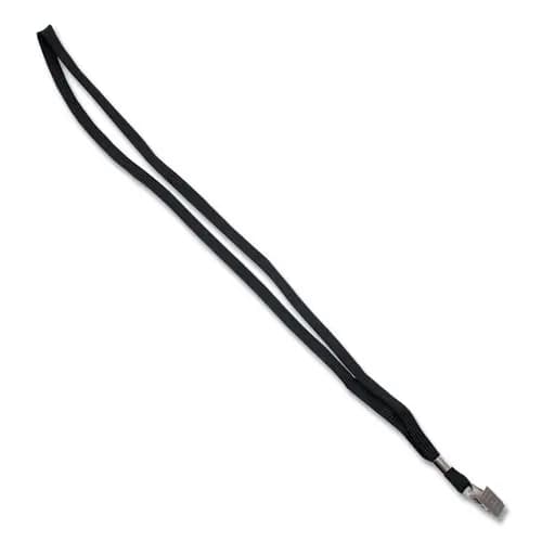 Advantus Deluxe Lanyards, Metal Clip Fastener, 36" Long, Black, 24/Box