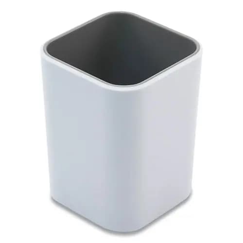 Advantus Fusion Pencil Cup, Plastic, White/Gray