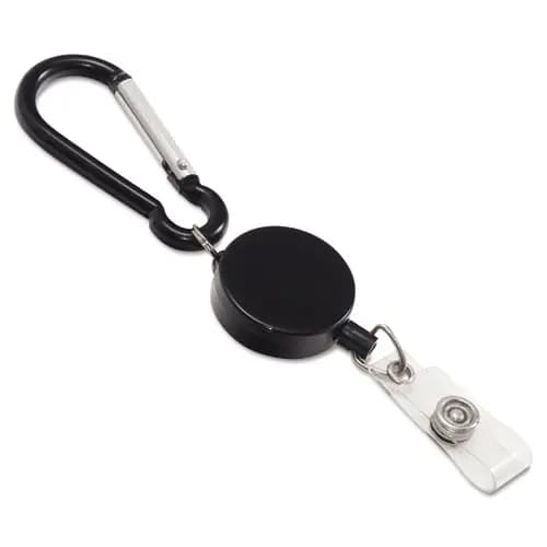 Advantus Metal Badge Reel/Carabiner Set, 24" Extension, Black, 5/Pack