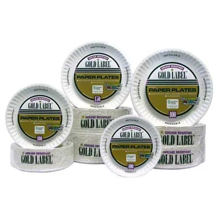AJM Gold Label Coated Paper Plate - 6"