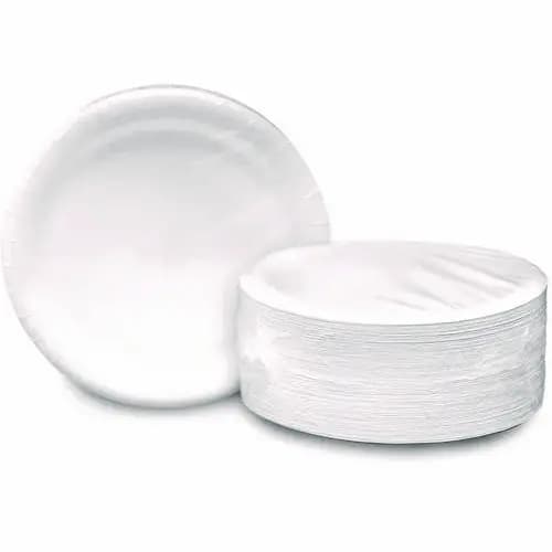 AJM Packaging Corporation Coated Paper Plates, 9" dia, White, 500/Carton