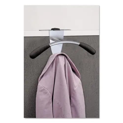 Alba™ Hanger Shaped Partition Coat Hook, Silver/Black