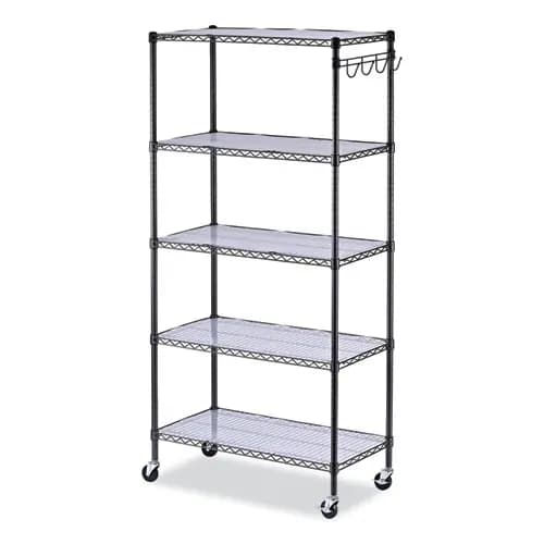 Alera® 5-Shelf Wire Shelving Kit with Casters & Shelf Liners