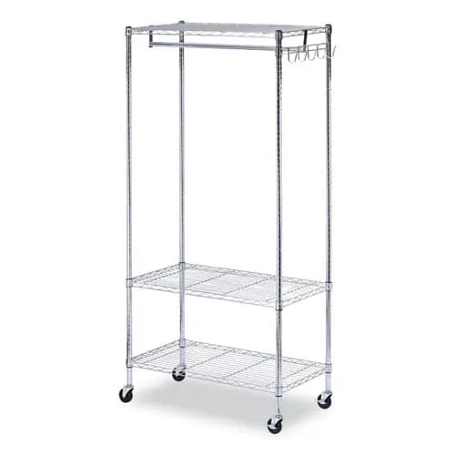 Alera® Wire Shelving Garment Rack, 30 Garments, 36w x 18d x 75h, Silver