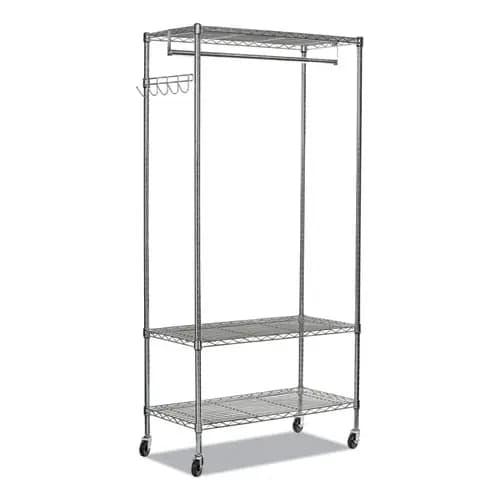 Alera® Wire Shelving Garment Rack, Silver, 48"W x 18"D x 75"H, 40 Garments Capacity