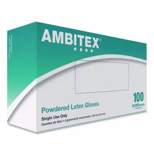 AMBITEX® L5101 Series Powdered Latex Gloves, X-Large, Cream, 100/Box