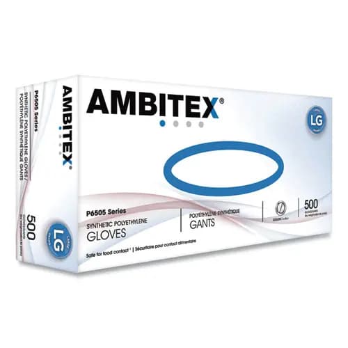 AMBITEX® P6505 Series Polyethylene Gloves, Large, Clear, 500/Box