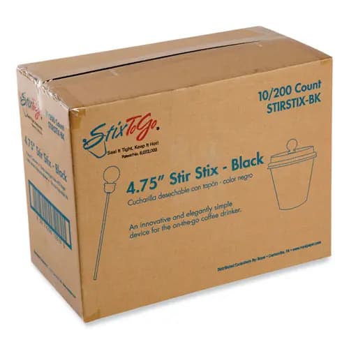 AmerCareRoyal® Beverage Plugs, 4.75", Black, 2,000/Carton