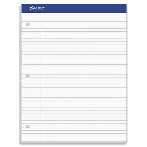 Ampad® Double Sheet Pads, Medium/College Rule, 100 White 8.5 x 11.75 Sheets