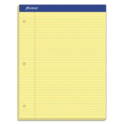 Ampad® Double Sheet Pads, Narrow Rule, Canary-Yellow, 100 Sheets, 8.5 x 11.75 inches