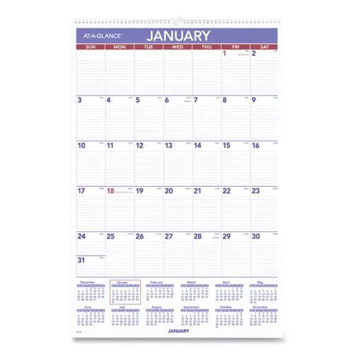 AT-A-GLANCE® Monthly Wall Calendar with Ruled Daily Blocks
