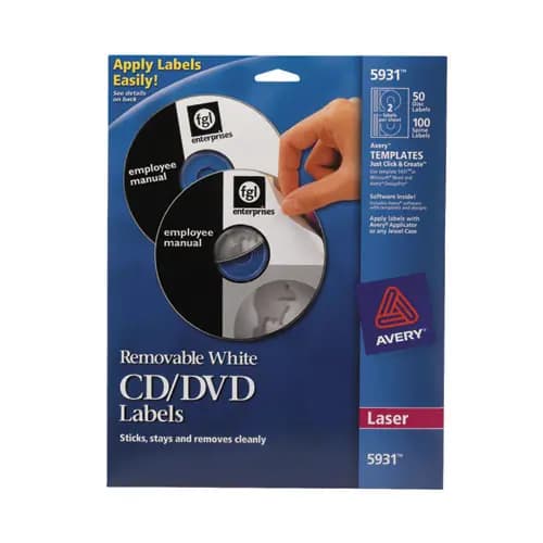 Avery® Laser CD Labels, Matte White, 50/Pack